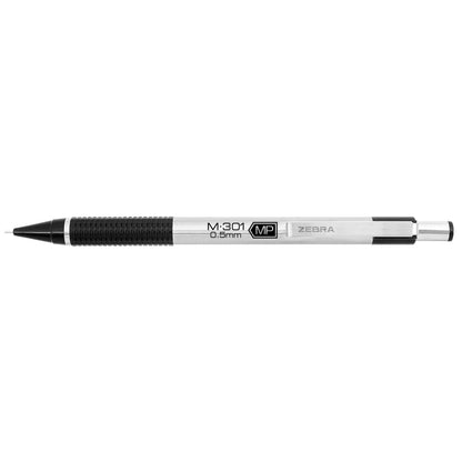 Zebra M-301 Stainless Steel Mechanical Pencil, 0.5Mm Point Size, Black Grip 2Pk (54012)